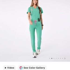 Figs Surgical Green High waisted Yola pant